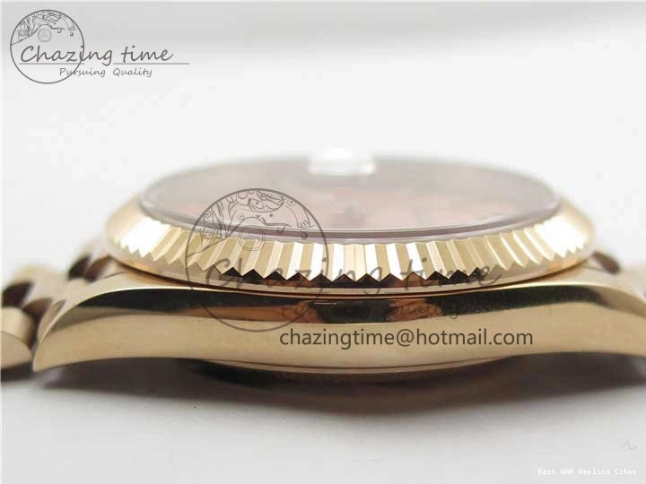 Best AAA Replica Sites A 228239 New 904 Dial on 40mm RG President QuickDry Dial BP Brown 2824 Bracelet Roman Day-Date RG Version 0110